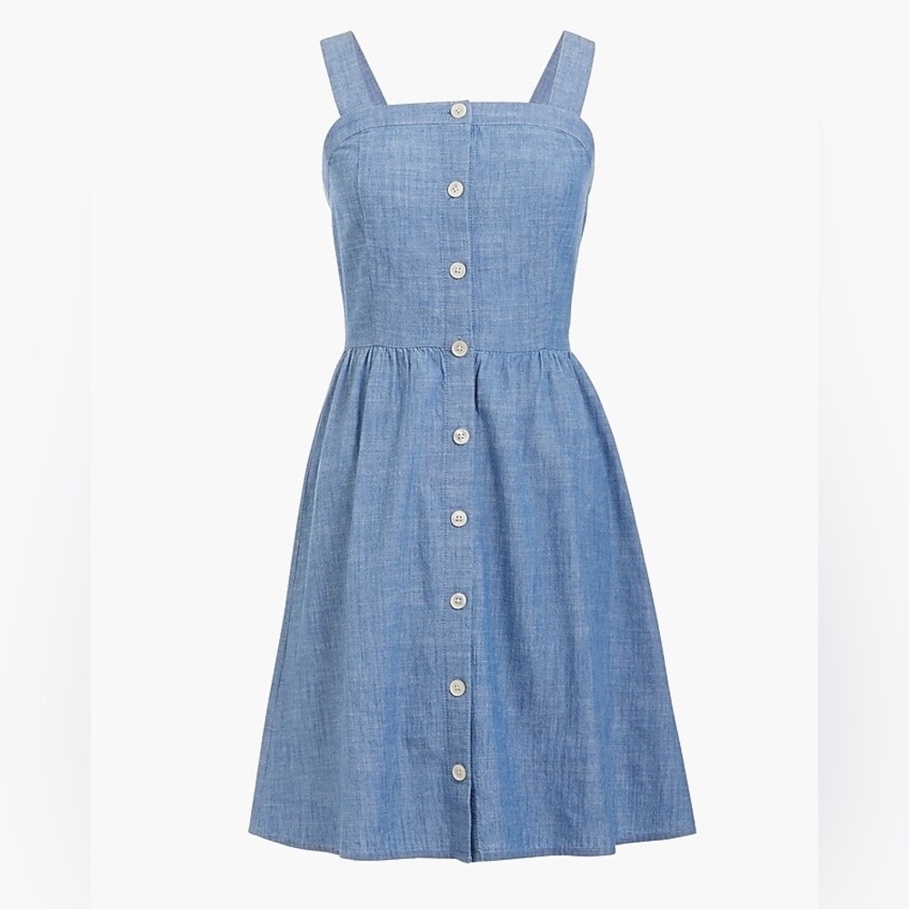 J. Crew Light Blue Chambray Button-Front Mini Dress